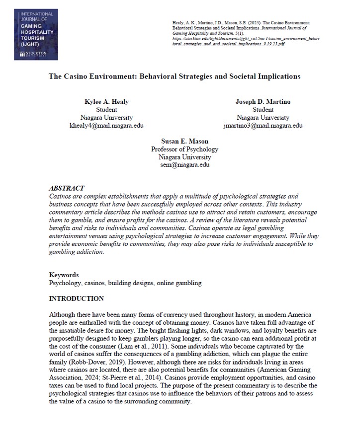 Cover Page "The Casino Environment"