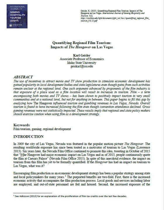 Quantifying Regional Film Tourism Cover