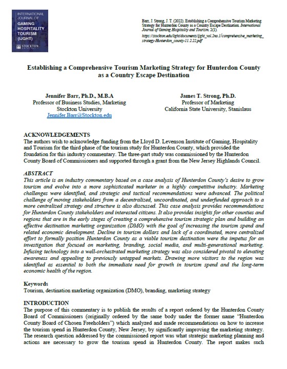 Comprehensive Marketing Strategy for hunterdon County - Cover